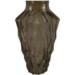 Botanik Brown Geometric Glass Vase 30cm - Size: 30 x 20 x 20cm - Wilko
