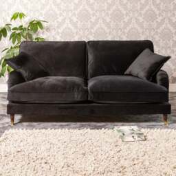 Mackenzie 2 Seater Black Plush Velvet Sofa - Artemis Home - Wilko - thumbnail 1