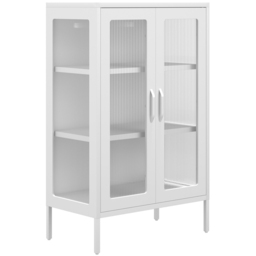 LPD Home Marsh 2 Door White Glass Display Cabinet - Size: 101.5 x 65 x 36cm - Wilko - thumbnail 4