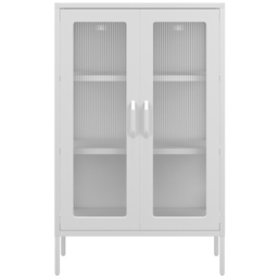 LPD Home Marsh 2 Door White Glass Display Cabinet - Size: 101.5 x 65 x 36cm - Wilko - thumbnail 3