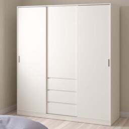 Furniture To Go Naia 3 Door 3 Drawer White Wardrobe - Size: 3 Door, 3 Drawer - Wilko - thumbnail 1