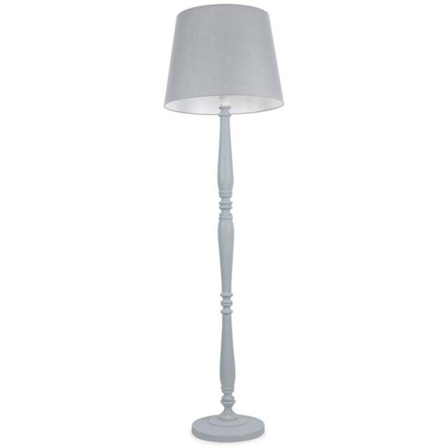 ValueLights Victoria Grey Fabric Tapered Shade White Wood Traditional Stem LED Floor Lamp - Size: 156 x 46 x 46cm - Wilko - image 1