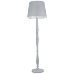 ValueLights Victoria Grey Fabric Tapered Shade White Wood Traditional Stem LED Floor Lamp - Size: 156 x 46 x 46cm - Wilko