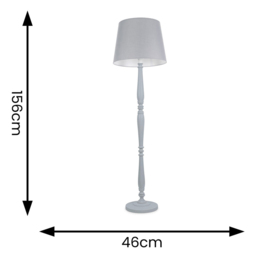 ValueLights Victoria Grey Fabric Tapered Shade White Wood Traditional Stem LED Floor Lamp - Size: 156 x 46 x 46cm - Wilko - thumbnail 7