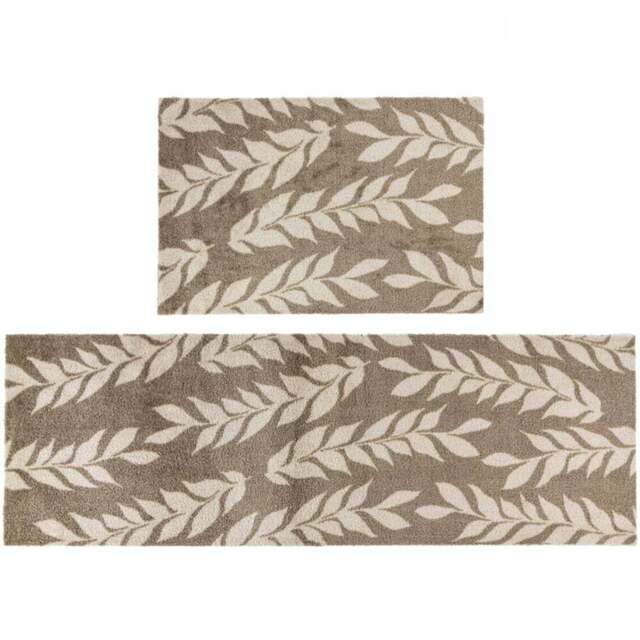 JVL Mega Brown Leaves Latex Backed Door Mat and Runner Set - Size: 150 x 57 x 4cm - Wilko - image 1