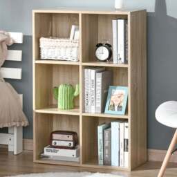 Portland 6 Storage Shelf Oak Bookcase - Size: 6 Shelf - Brown - Wilko