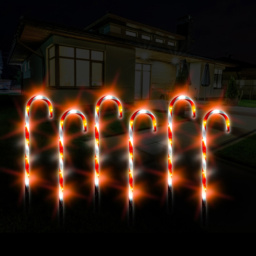 Xmas Haus Multicolour LED Light Christmas Candy Cane Festive Decoration 6 Pack - Size: 25 x 25 x 28cm - Wilko - thumbnail 4