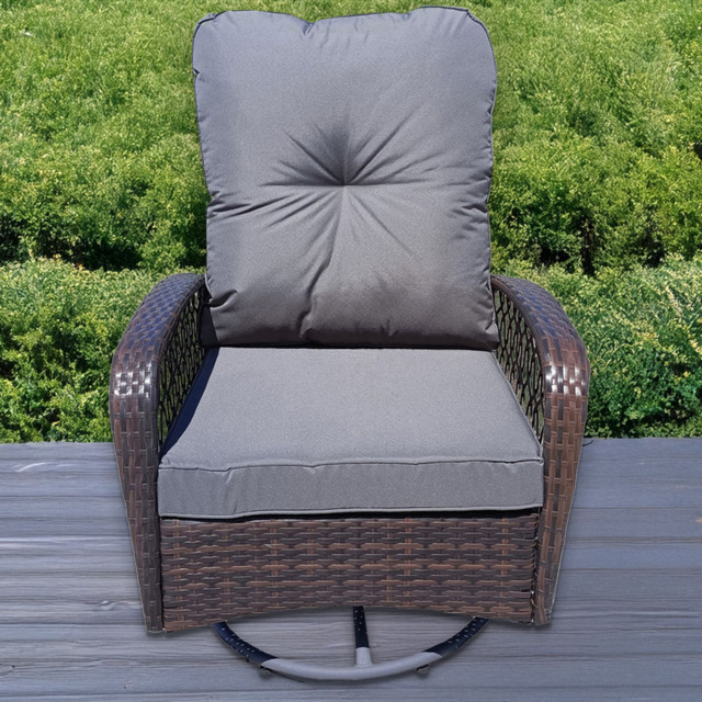 Furniture One Rattan Garden Swivel Rocking Chair - Grey - Wilko - image 1