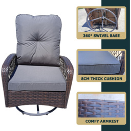 Furniture One Rattan Garden Swivel Rocking Chair - Grey - Wilko - thumbnail 7