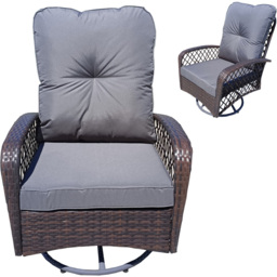 Furniture One Rattan Garden Swivel Rocking Chair - Grey - Wilko - thumbnail 3