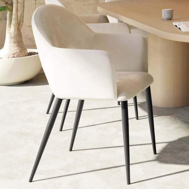 tectake Sasha Set of 6 Cream Velvet Dining Chair - Wilko - image 1