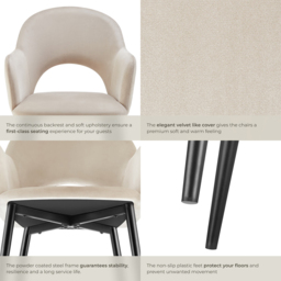 tectake Sasha Set of 6 Cream Velvet Dining Chair - Wilko - thumbnail 6