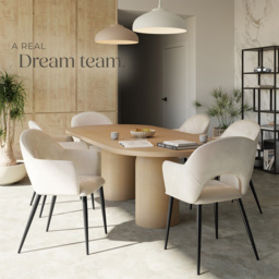 tectake Sasha Set of 6 Cream Velvet Dining Chair - Wilko - thumbnail 4