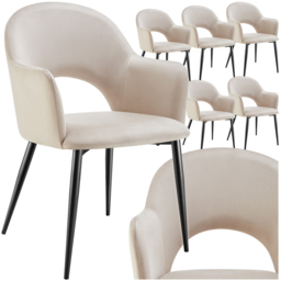 tectake Sasha Set of 6 Cream Velvet Dining Chair - Wilko - thumbnail 3
