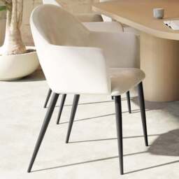 tectake Sasha Set of 6 Cream Velvet Dining Chair - Wilko