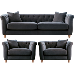 Elsie Chesterfield 5 Seater Midnight Blue Plush Velvet Sofa Suite - Wilko - thumbnail 3