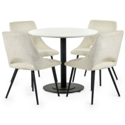 Julian Bowen Luca Iris 4 Seater Round Dining Set Ivory - White - Wilko - thumbnail 3