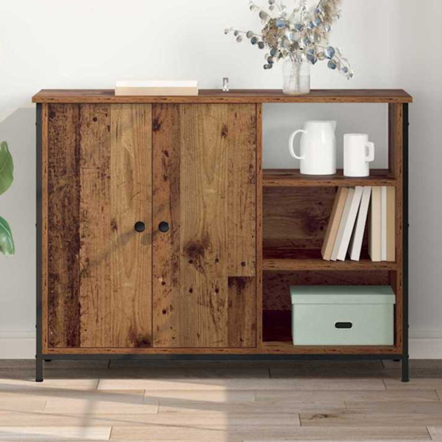 vidaXL 2 Door 3 Open Shelf Dark Brown Sideboard - Size: 75 x 100 x 33cm - Wilko - image 1