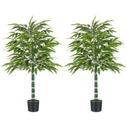 Costway Artificial Bamboo Tree in Plastic Nursery Pot 125cm 2 Pack - Size: 12.5 x 15 x 125cm - Green - Wilko