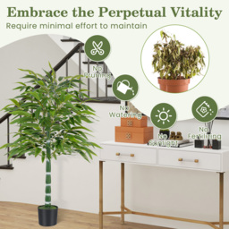 Costway Artificial Bamboo Tree in Plastic Nursery Pot 125cm 2 Pack - Size: 12.5 x 15 x 125cm - Green - Wilko - thumbnail 6