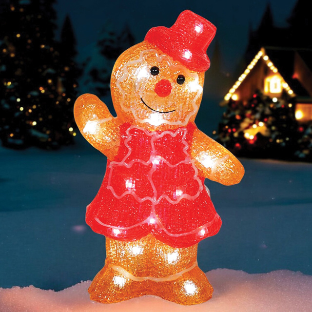 Xmas Haus 30 Warm White LED Acrylic Gingerbread Lady 30cm - Size: 290 x 180 x 80cm - Orange - Wilko - image 1