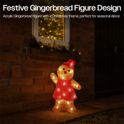 Xmas Haus 30 Warm White LED Acrylic Gingerbread Lady 30cm - Size: 290 x 180 x 80cm - Orange - Wilko - thumbnail 4