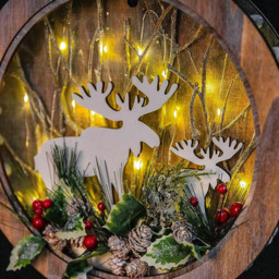Shatchi LED Wooden Wreath Shape Reindeer Scene 30cm - Size: 0.14 x 300 x 55cm - Brown - Wilko - thumbnail 4