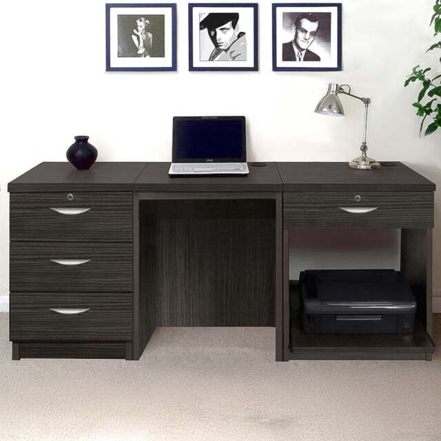 R White Cabinets 4 Drawer Black Set-11 Desk with Printer Shelf - Size: 72.8 x 167.9 x 54cm - Wilko - image 1