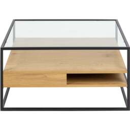 Florence Randolf 2 Shelf Black and Oak Smoked Glass Square Coffee Table - Furniture To Go - Wilko - thumbnail 4