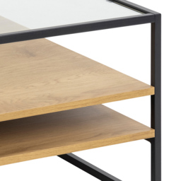 Florence Randolf 2 Shelf Black and Oak Smoked Glass Square Coffee Table - Furniture To Go - Wilko - thumbnail 6