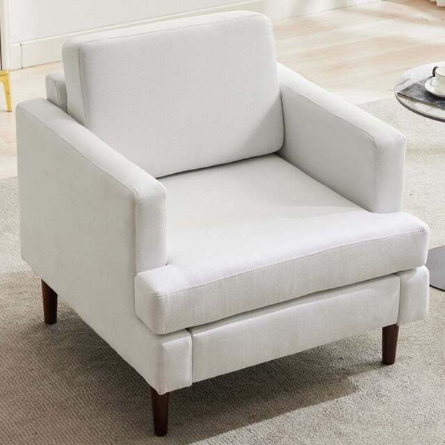 Living and Home Beige Linen Mid-Century Armchair - Size: 80 x 76 x 80cm - Wilko - image 1