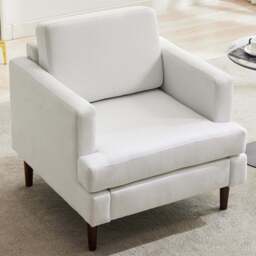 Living and Home Beige Linen Mid-Century Armchair - Size: 80 x 76 x 80cm - Wilko