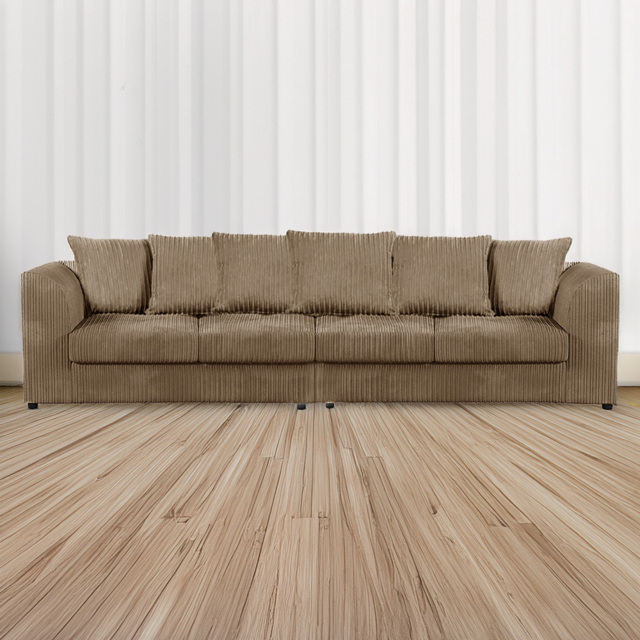 Luxor 4 Seater Coffee Jumbo Cord Scatter Back Sofa - Cream - Wilko - image 1