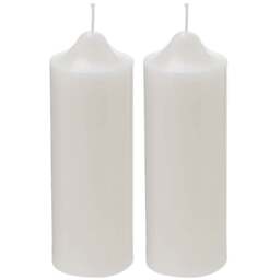 H&O Direct Unscented Paraffin Pillar Candle 2 Pack - Size: 21 x 7 x 7cm - White - Wilko - thumbnail 1