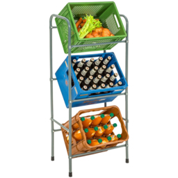 tectake 3 Crate Steel Frame Shelving Rack 50 x 33 x 116cm - Size: 116 x 33 x 50cm - Grey - Wilko - thumbnail 3