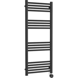 nuie Hudson Reed Anthracite Electric Round Tube Towel Rail 1200 x 500mm - Size: 12 x 5 x 0.3cm - Black - Wilko
