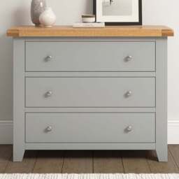 Seconique Windsor 3 Drawer Pebble Grey and Oak Storage Chest - Pebble Grey/Oak - Wilko - thumbnail 1