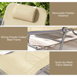 Outsunny Set of 2 Brown Folding Sun Lounger with Headrest - Size: 28 x 56 x 182cm - Wilko - thumbnail 6