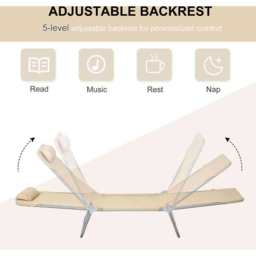Outsunny Set of 2 Brown Folding Sun Lounger with Headrest - Size: 28 x 56 x 182cm - Wilko - thumbnail 5