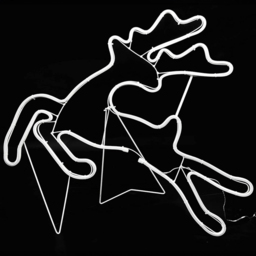 Shatchi Jumping Reindeer Neon Rope Light Silhouette LED Outdoor Christmas Decoration - Size: 32 x 12 x 8cm - Blue - Wilko