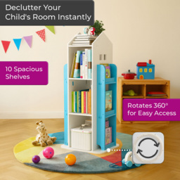 Neo Blue House Shaped Rotating Kid's Freestanding Bookshelf - Wilko - thumbnail 7