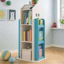Neo Blue House Shaped Rotating Kid's Freestanding Bookshelf - Wilko - thumbnail 1