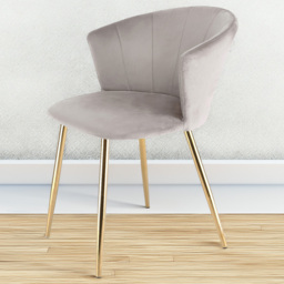 Ella Dining Accent Chair Velvet Upholstery - Taupe - Size: 75 x 56 x 60cm - Brown - Genesis - Wilko