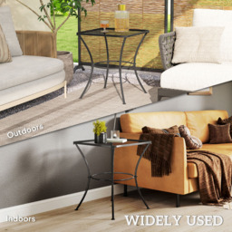 Outsunny Square Metal Bistro Table Black - Size: 70 x 60 x 60cm - Wilko - thumbnail 7