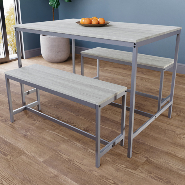 Vida Designs Roslyn 4 Seater Metal Frame Dining Bench Set Oak - Wood - Wilko - image 1