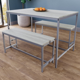 Vida Designs Roslyn 4 Seater Metal Frame Dining Bench Set Oak - Wood - Wilko - thumbnail 1