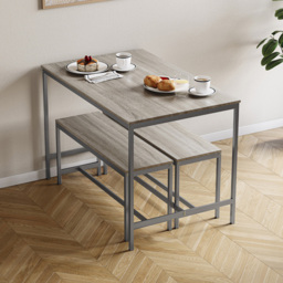 Vida Designs Roslyn 4 Seater Metal Frame Dining Bench Set Oak - Wood - Wilko - thumbnail 5