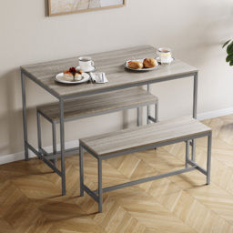 Vida Designs Roslyn 4 Seater Metal Frame Dining Bench Set Oak - Wood - Wilko - thumbnail 3