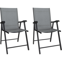 Outsunny Set of 2 Light Grey Foldable Garden Chair with High Back and Curved Armrests - Wilko - thumbnail 3