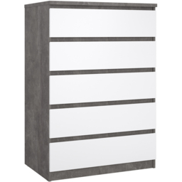 Florence 5 Drawer Concrete and White High Gloss Chest of Drawers - Furniture to Go - Wilko - thumbnail 3
